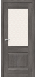 Межкомнатная дверь экошпон Прима-3 Grey Veralinga со стеклом White Сrystal