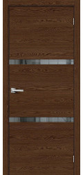 Межкомнатная дверь экошпон Браво-255 Brown Skyline со стеклом Mirox Grey