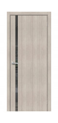 Межкомнатная дверь экошпон Браво-155 Cappuccino Melinga со стеклом Mirox Grey