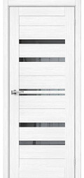 Межкомнатная дверь экошпон Браво-30 Snow Melinga со стеклом Mirox Grey