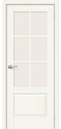 Межкомнатная дверь экошпон Прима-1301 White Wood со стеклом Magic Fog