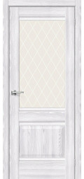 Межкомнатная дверь экошпон Прима-3 Riviera Ice со стеклом White Сrystal