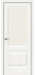 Межкомнатная дверь экошпон Прима-3 White Dreamline со стеклом White Сrystal