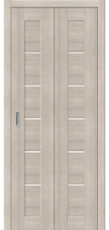 Межкомнатная складная дверь экошпон Браво-22 cappuccino melinga со стеклом