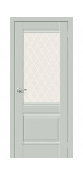Межкомнатная дверь экошпон Прима-3 Grey Matt со стеклом White Сrystal