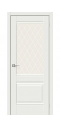 Межкомнатная дверь экошпон Прима-3 White Matt со стеклом White Сrystal