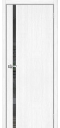 Межкомнатная дверь экошпон Браво-155 Snow Melinga со стеклом Mirox Grey