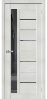 Межкомнатная дверь экошпон Браво-27 Bianco veralinga со стеклом Mirox Grey