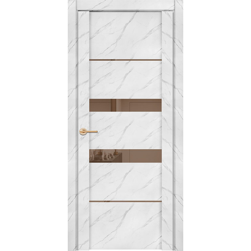 Межкомнатная дверь экошпон Soft Touch UniLine Mramor 30037/1 Marable монте белый со стеклом