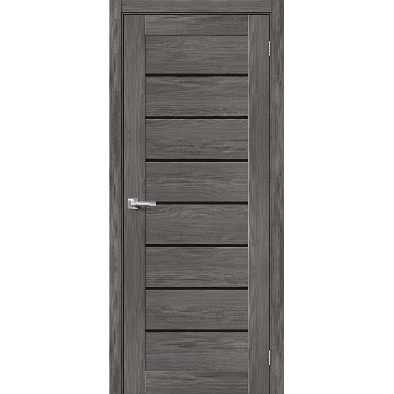 Межкомнатная дверь экошпон Браво-22 Grey Melinga со стеклом Black Star