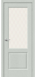 Межкомнатная дверь экошпон Неоклассик-33 Grey Wood со стеклом White Сrystal.